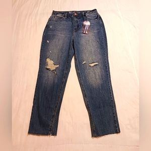 No Boundaries Women's Sz 11 High Rise Slim Straight Distressed Frayed Crop Jeans